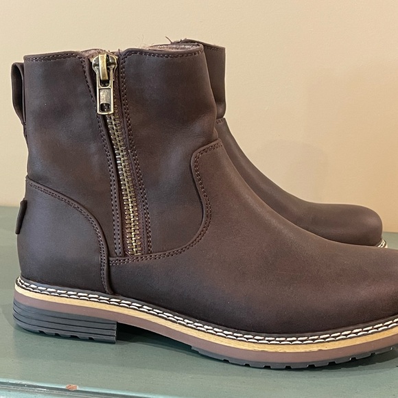 Brown Leather Ankle Boots with Fur Lining - Picture 7 of 7